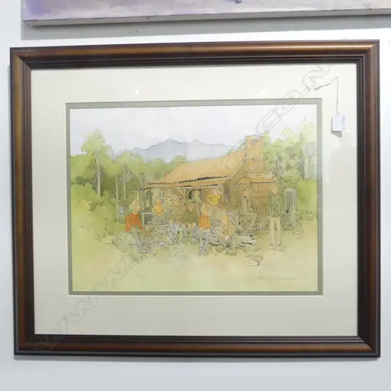 DAVID HENSHAW 'COWPATS & BRICKBATS' PRINT 'Front page Cartoon' signed. Labelled verso. 345 x 465mm