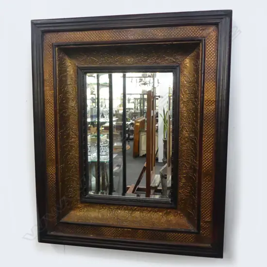 COPPER FOIL AND WOOD MIRROR, 630 X530MM