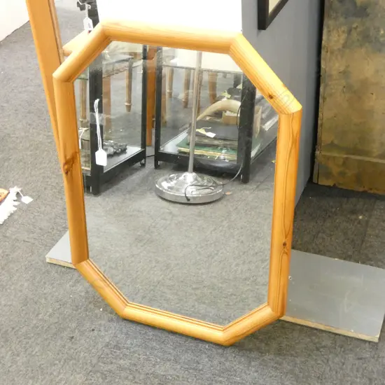 HEXAGONAL MIRROR, PINE FRAME 740x540mm