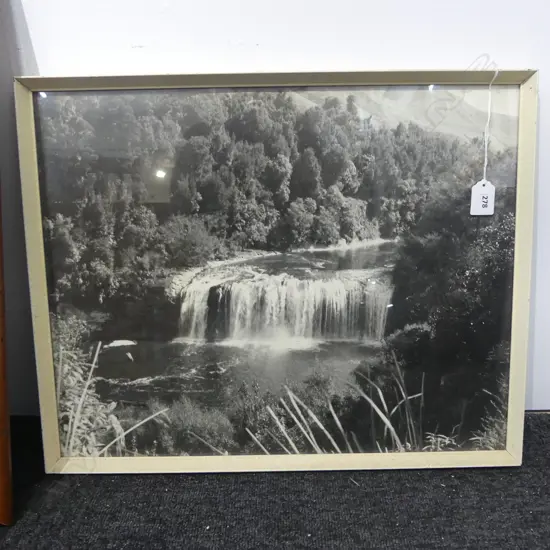 B/W PHOTOGRAPH OF N.Z. WATERFALL 390x490mm
