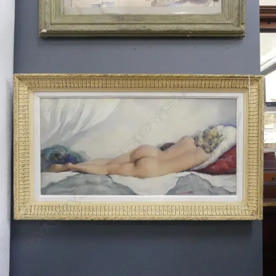 CESAR VILOT(FRENCH 1900-) 'JEUNE FEMME NUE' gouache signed. Labelled verso 390 x 790mm