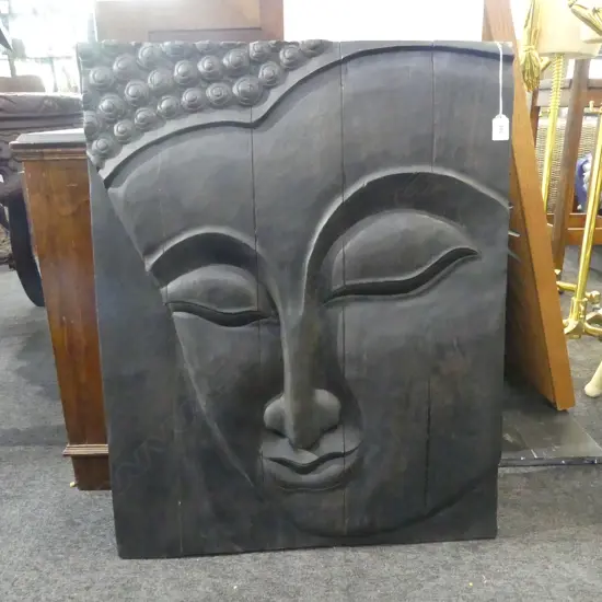 CARVED WOODEN PANEL OF BUDDHA H.760x610mm