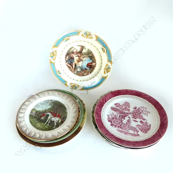 COLLECTION OF 9  RACK PLATES VARIOUS PATTERNS