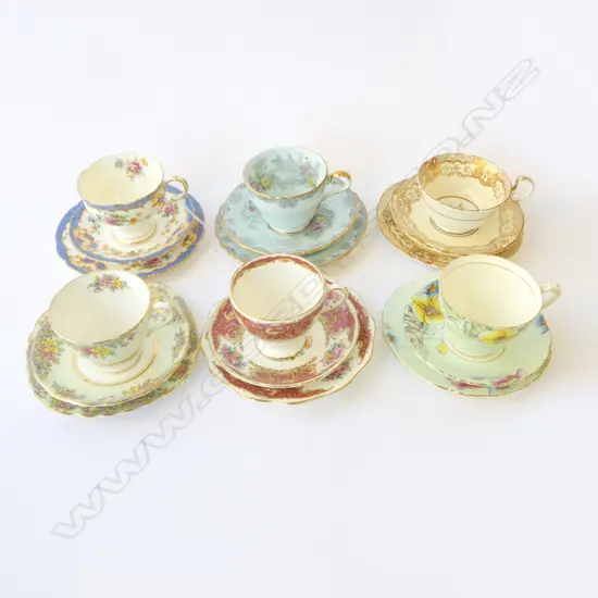 6 FANCY CHINA TRIOS 