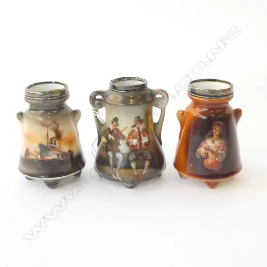 3 S/SILVER TOPPED ROYAL BEARUTH VASES H60MM