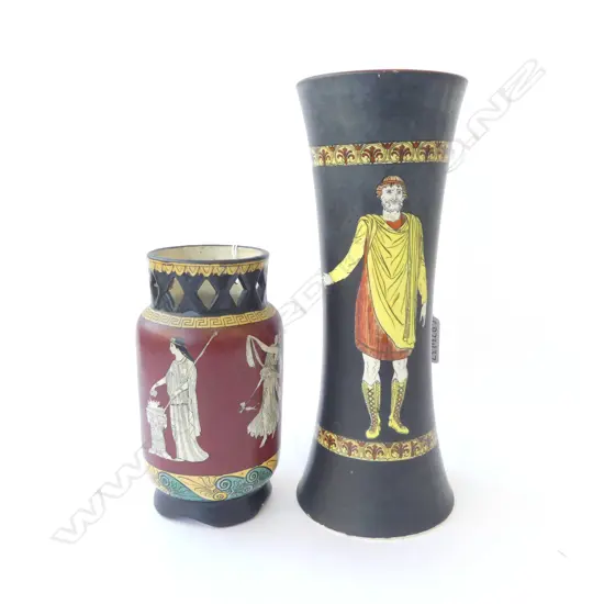 2 ANTIQUE CHINA VASES GRECIAN PATS H260 & 160MM