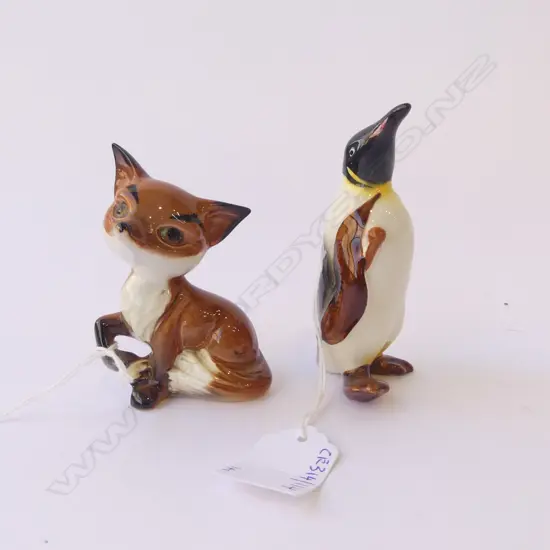 BESWICK CHINA FOX H95MM & PENGUIN H90MM