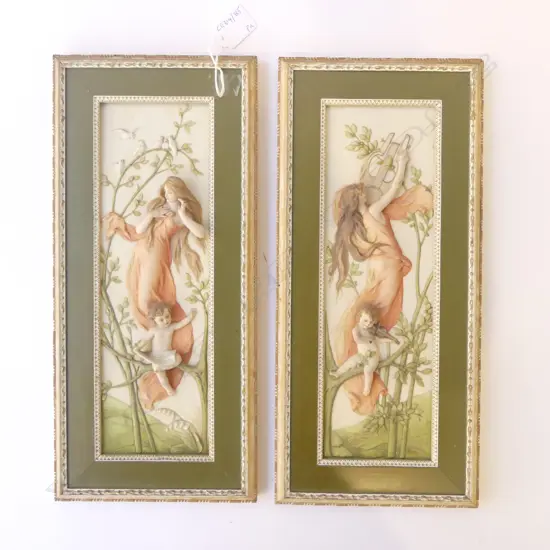 PR OF FRAMED PARIAN WALL TILES MOTHER & CHILD  H300 W100MM