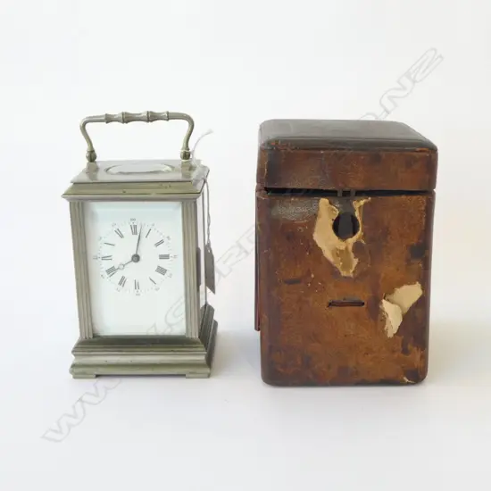 ANTIQUE CASED CHROME CARRIAGE CLOCK, H.140mm