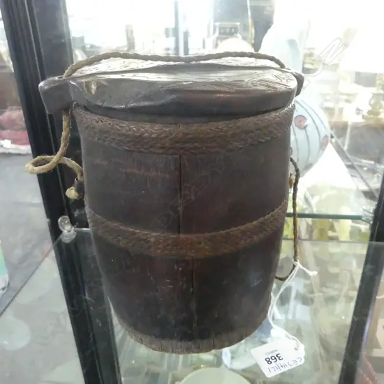 ANTIQUE ETHNIC TROBRIAN ISLAND LIDDED BAIT POT H190MM