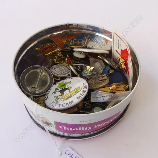 TIN OF ASST. PINS & BADGES ETC