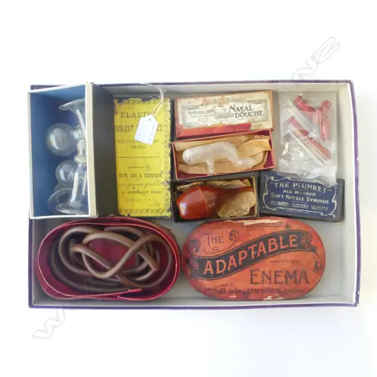 MEDICAL ITEMS BREAST RELIEVER, NASAL DOUCHE, PLUNKET SYRINGE, ENEMA LONDON 