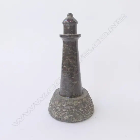 VINTAGE TURNED POLISHED STONE MODEL LIGHTHOUSE H200MM