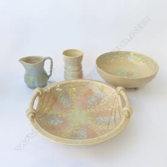 4 PCS BESWICK CHINA 2 HANDLED DISH DIA270MM BOWL DIA230MM VASE & JUG H110MM