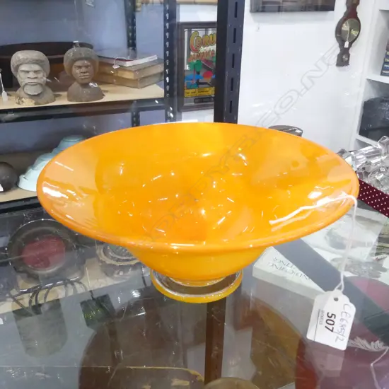 HOGLUND ORANGE ART GLASS BOWL 205mm dia