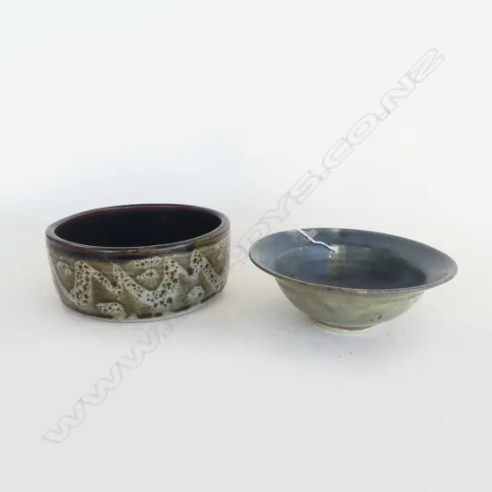 2 STUDIO POTTERY BOWLS 165mm dia