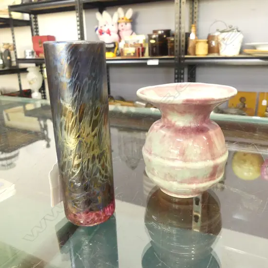 CROWN LYNN VASE H.95mm, ART GLASS VASE H.130mm