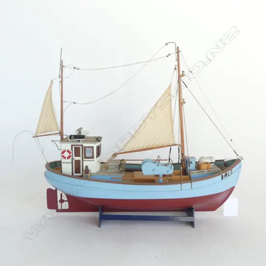'NORDEN' 2.78 WOODEN MODEL FISHING BOAT ON STAND L.360mm