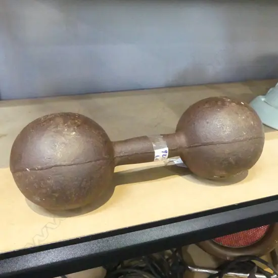 VINTAGE CAST IRON DUMBELL, 12kgs