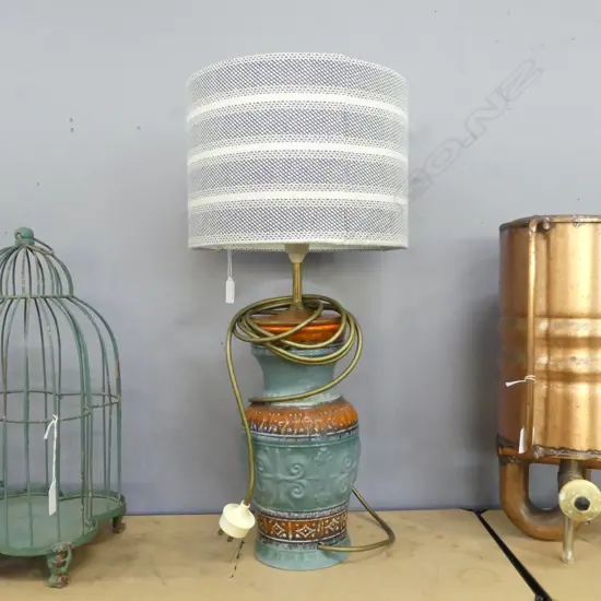 MID-CENTURY GERMAN POTTERY LAMP; IN WORKING CONDITION] H.500mm