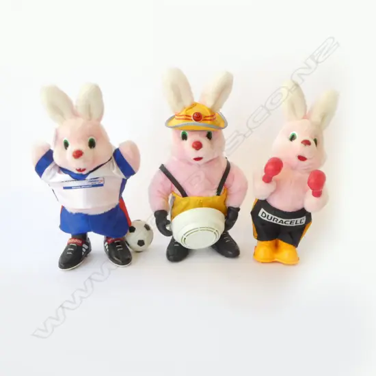 THREE DURACELL BUNNIES; 1 LABELLED FAULTY, H.370mm