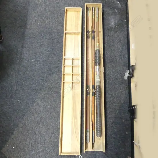 4 PART SPLIT CANE FISHING ROD, BOX AF