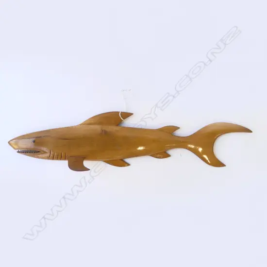   CARVED WOODEN SHARK WALL HANGING  L.610mm