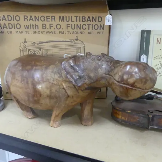 LG CARVED WOODEN HIPPO L.470mm