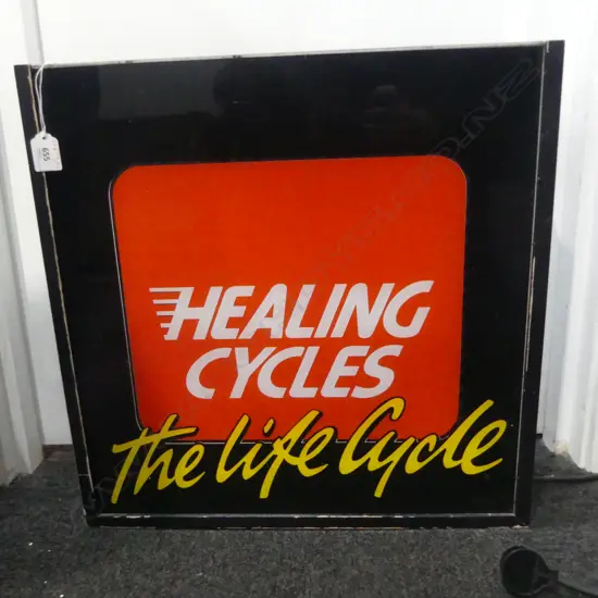 VINTAGE HEALING CYCLES ADVERTISING LIGHT (WORKING) 500x100x500mm