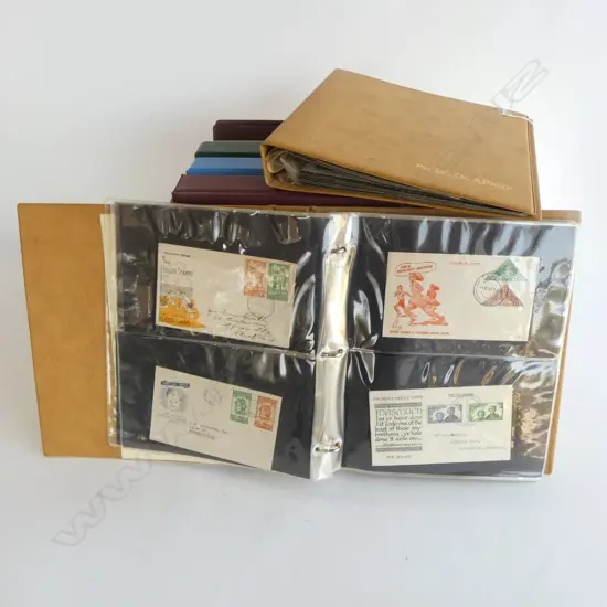 7 ALBUMS OF FIRST DAY COVERS + SOME STAMPS. COMPRISING PREDOMINANTLY N.Z.