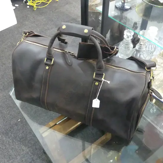 LEATHER DUFFEL WEEKEND BAG W.520mm