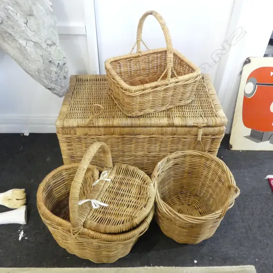 4 WOVEN CANE BASKETS W.800mm