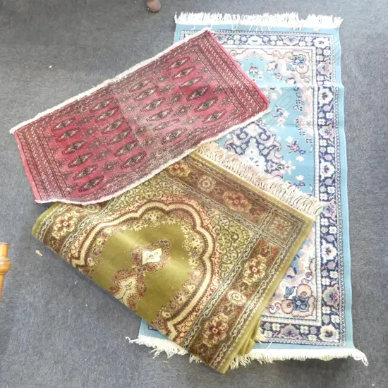 3 RUGS; 2 MACHINE, 1 HAND KNOTTED