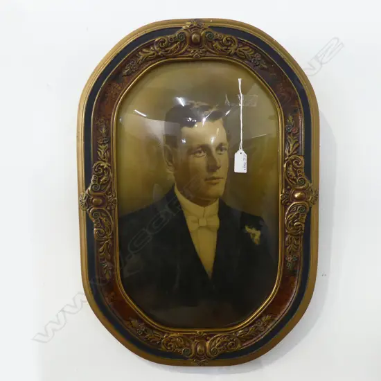 ANTIQUE GENTS PORTRAIT IN CONVEX GLASS FRAME 570x390mm