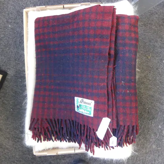 LRG CREAM MOHAIR/WOOL RUG 2100 x 2320mm & ARANUI PURE WOOL TRAVEL RUG (both recently dry cleaned)