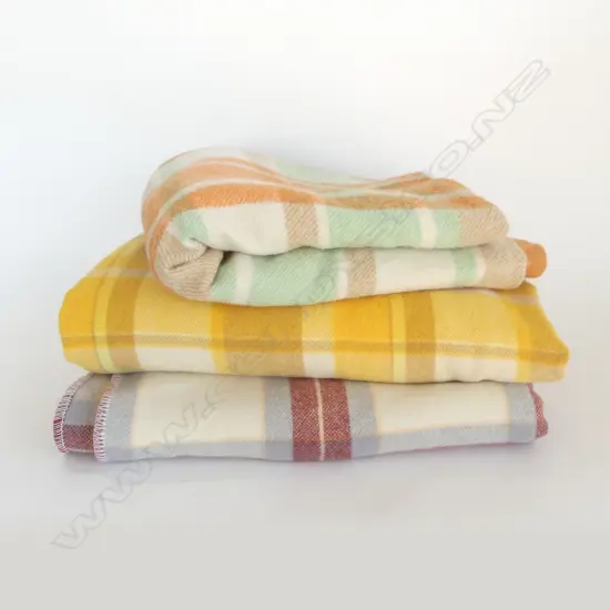 3 WOOL BLANKETS, 1 ONEHUNGA PRINCESS w. TIKI LABEL