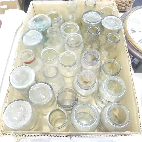 COLLECTION OF ASST. GLASS JARS & MILK BOTTLES