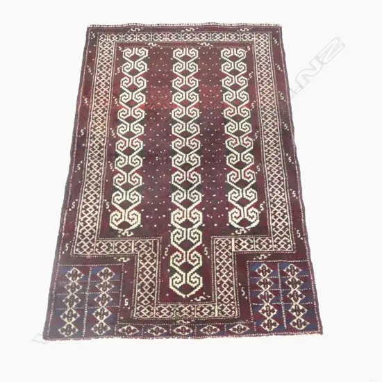 PERSIAN HAND KNOTTED PRAYER RUG OX BLOOD COLOUR L1350 W870MM