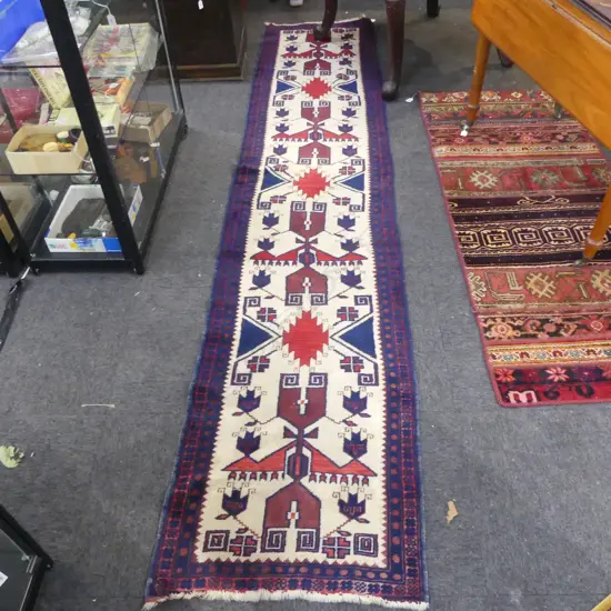 HAND KNOTTED ALL WOOL RUNNER 3170x640mm