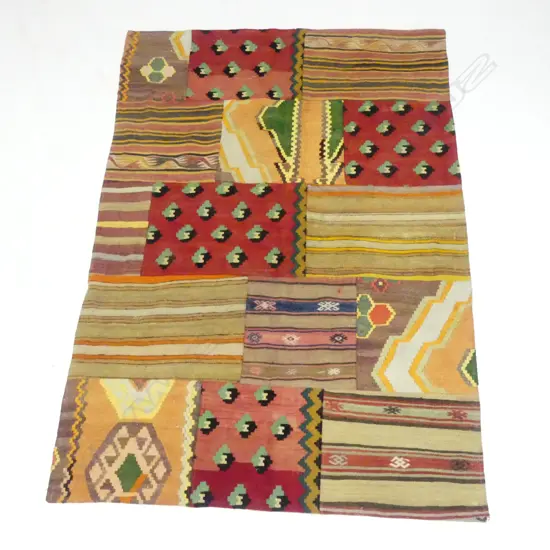 KELIM RUG MADE FROM UNMATCHED CARPET SQUARES L1830 W1280MM1