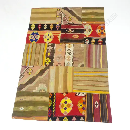 KELIM RUG MADE FROM UNMATCHED CARPET SQUARES L1810 W1240MM