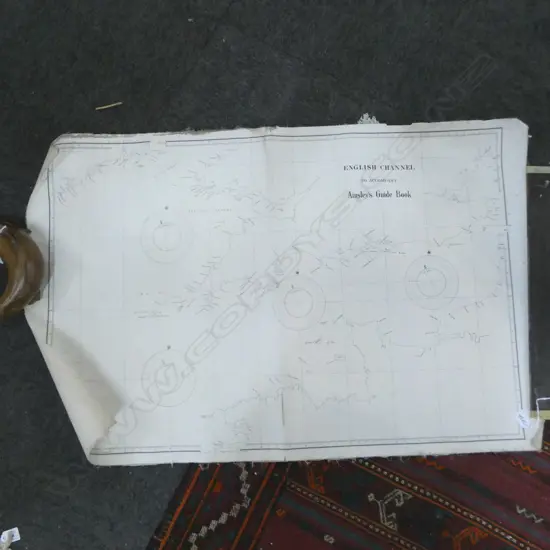 UNFRAMED VINTAGE CANVAS BACKED NAUTICAL CHART OF ENGLISH CHANNEL L910MM