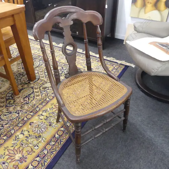 ANTIQUE CHAIR, CANED SEAT