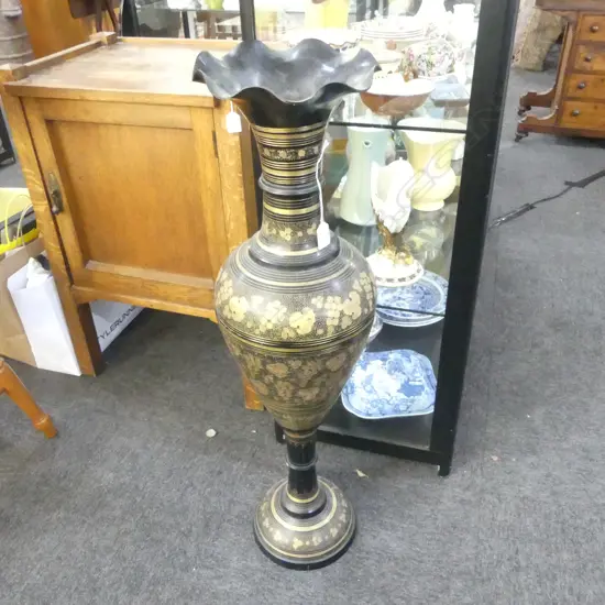 LG BLACK & GOLD METAL FLOOR VASE H.900mm