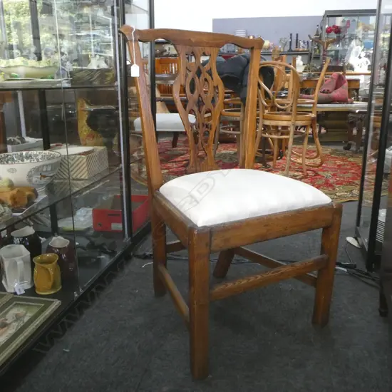 OAK CHIPPENDALE STYLE DINING CHAIR 