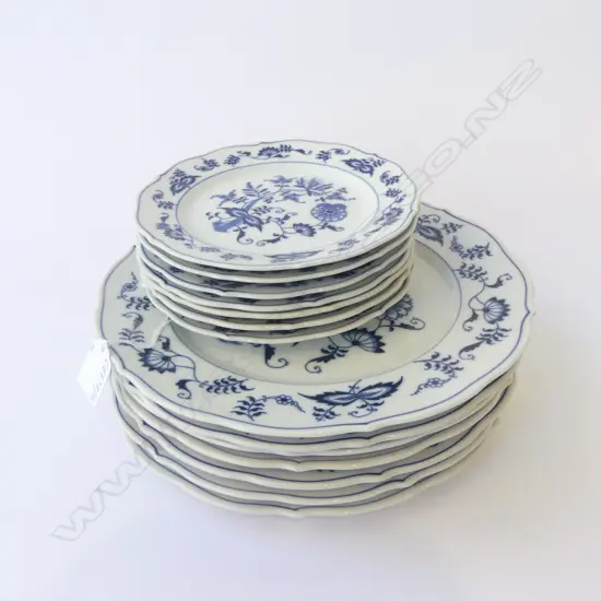 BLUE DANUBE 7 DINNER PLATES & 7 SIDE PLATES, D.260MM, D.170MM