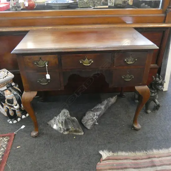 ANTIQUE GEORGIAN SMALL SIZE 5 DRAWER DESK CAB LEGS H750 L920 W510MM