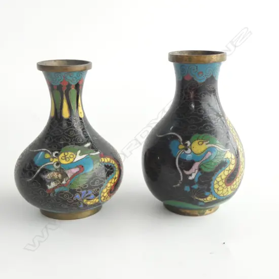 2 CLOISONNE VASES H.100mm 1 AF