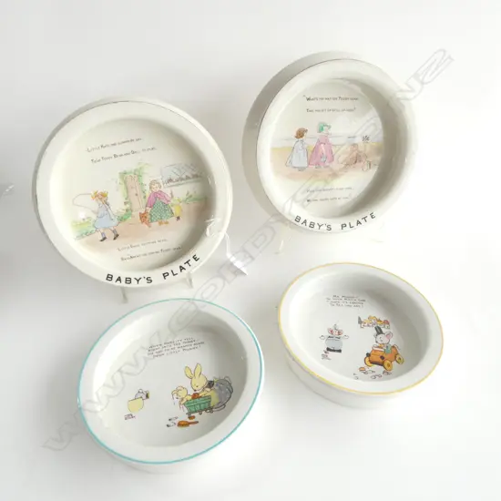 4 SHELLEY CHINA CHILDS PLATES DIA 210 LARGEST