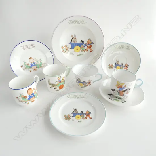COLLECTION MABEL LUCY ATWELL SHELLEY CHINA CSP CHILDS PLATE 2C/S & CUP